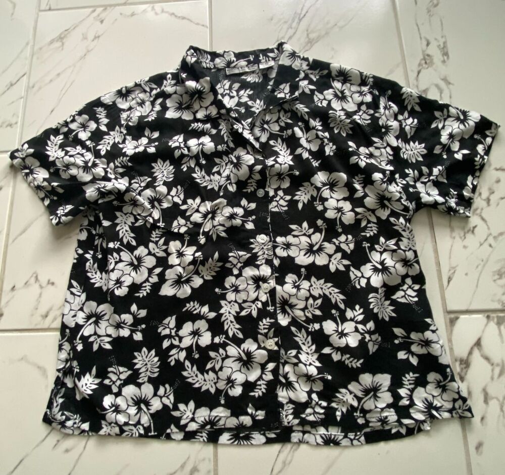 Allyson Whitmore Women's Hawaiian Shirt L 100% Rayon Short Sleeve Cruise Wear